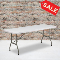 Flash Furniture 30''W X 72''L Granite White Plastic Folding Table DAD-YCZ-183B-GW-GG